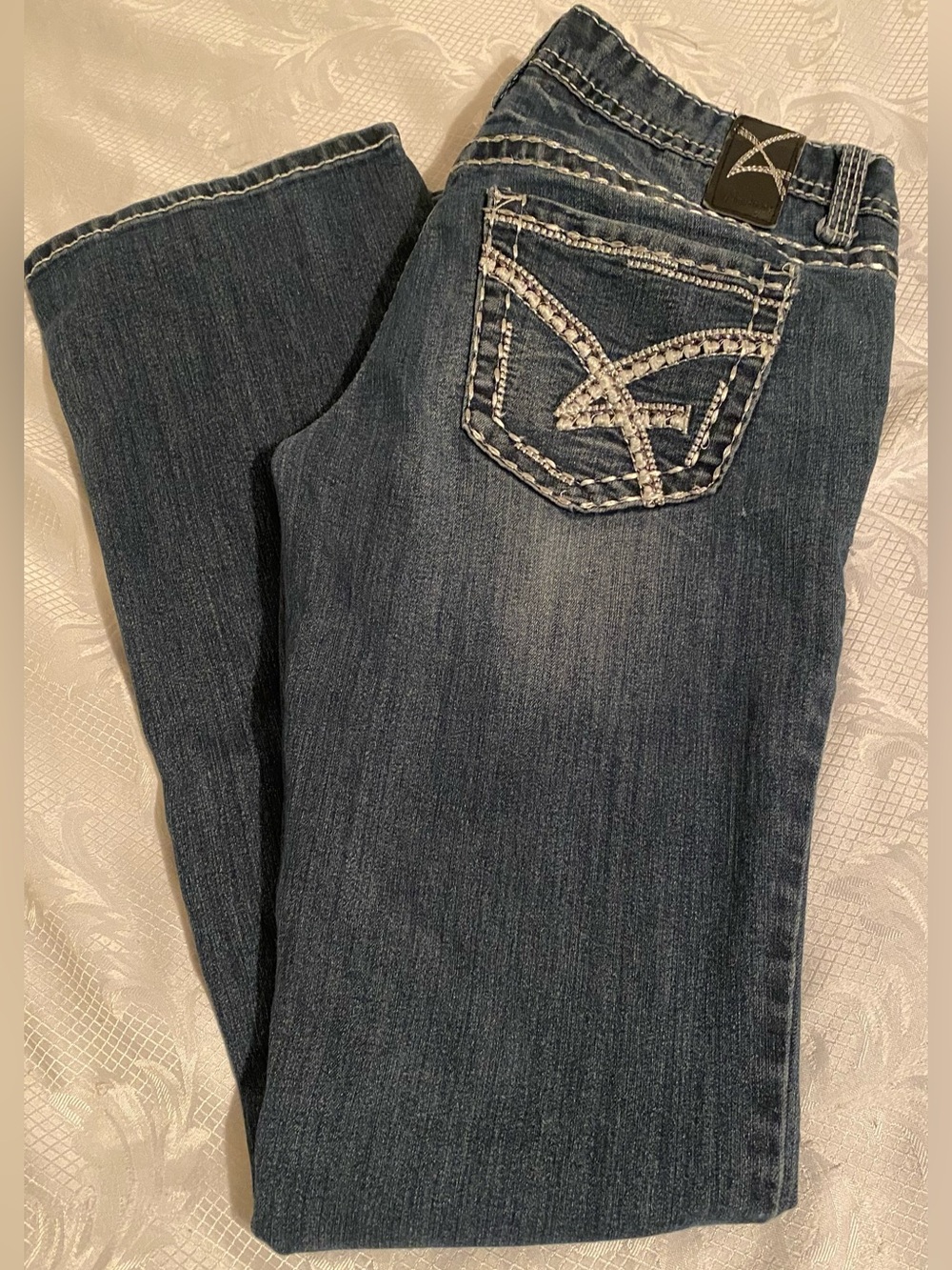 Amethyst Jeans Women's Dark Blue Boot Cut with Embroidered Back Pocket